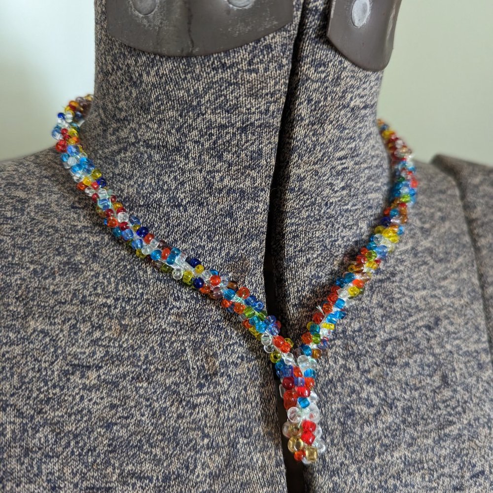 Hand Beaded Assemblage Necklace - image 7